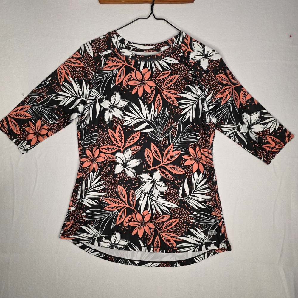 Reel Legends Reel-Tec Womens PM Floral Performance Fishing Shirt 3/4 Sleeve